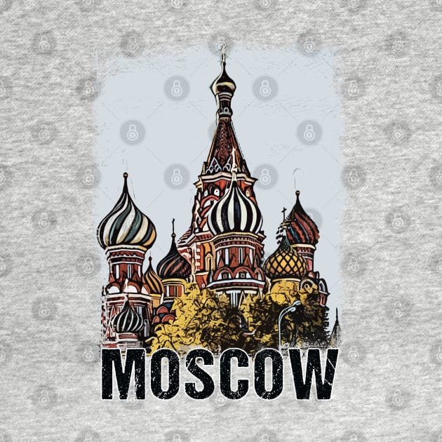 Moscow City Streets Vintage Travel Poster Series grunge edition 06 by Naumovski